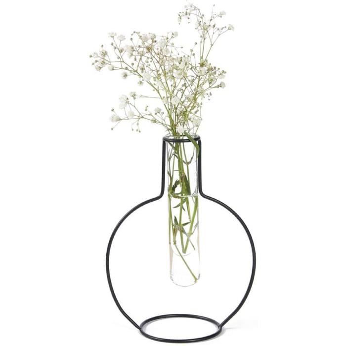 Vase Round Silhouette Couleur Noir Vase décoratif en Verre et métal