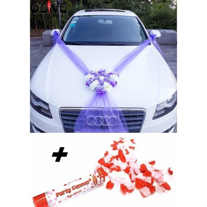 Kit Décoration Voiture Mariage Coeur Mousse 40x39cm - Avec Ventouses Et Fleurs Artificielles, DIY Fleuriste