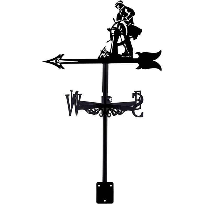 Girouette Bateau Pirate En Métal – Indicateur De Vent Design Aventure Pour Jardin, Toit, Patio – Décoration Extérieure Rustique Et Résistante
