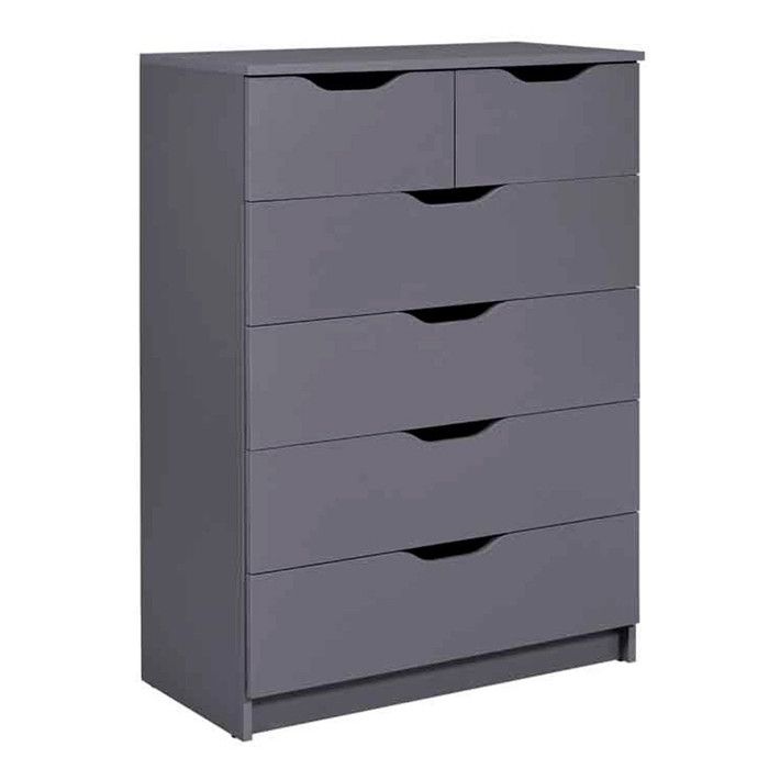 Commode 6 Tiroirs Design Litania 112cm Gris Commode 6 Tiroirs Design Litania 112cm Gris