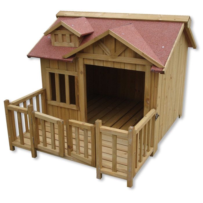 Niche de chien Maison de luxe xl Bois Balcon Jardin Terrasse Chien