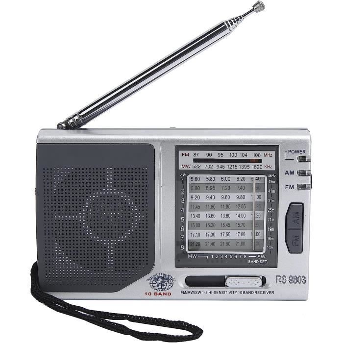 Radio Bluetooth Portable Rétro - AM/FM/ondes Courtes, Batterie Rechargeable, Haut-parleur Intégré, Couleur Rouge