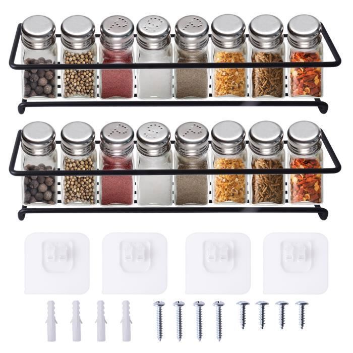 2 Pièces Étagère à Épices Étagère de Rangement de Cuisine Mural 29 x 6 x 6 cm