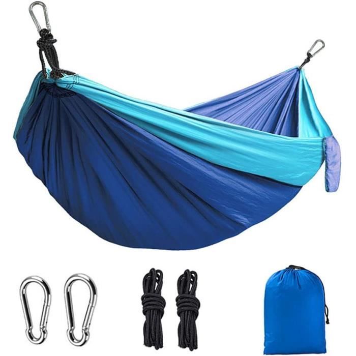 Hamac de camping ultraléger double et simple - Sapphire Blue With Sky Blue - Capacité de charge 300 kg