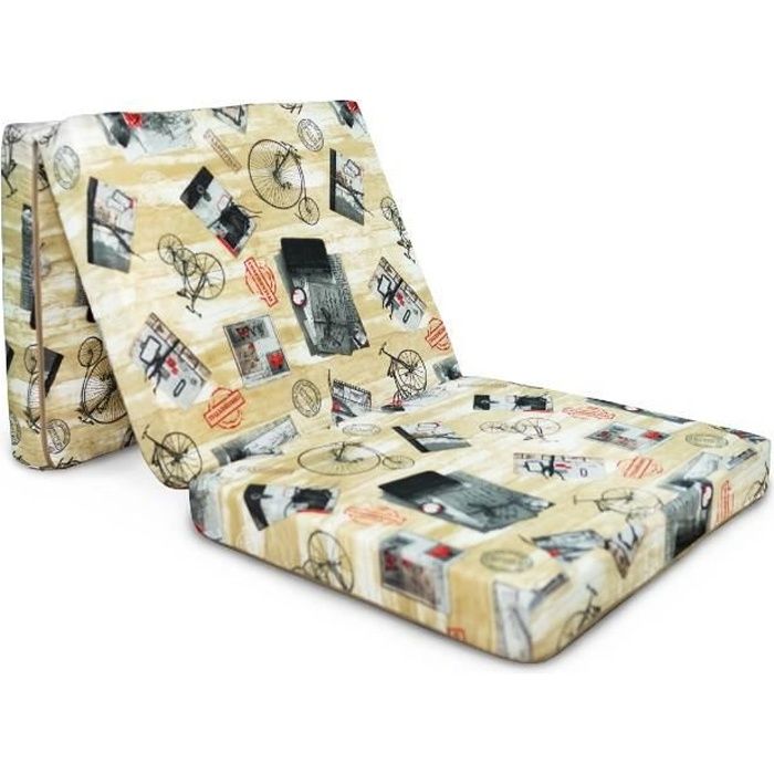 Matelas De Sol L'Effet Papillon 120x60cm - Futon Pliable Coton 190g/m² | Housse Non Dédhoussable | Pivoine