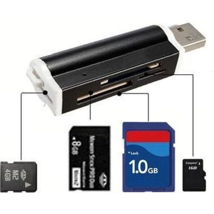 Lecteur de carte M2 Multi Card Slot Lecteur Micro SD MMC adaptateur USB lecteur SDHC （Noir）