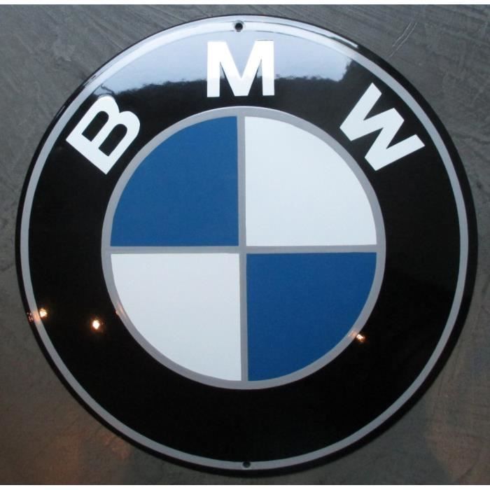 Grosse plaque emaillee logo bmw ronde bombée 50 cm tole deco garage