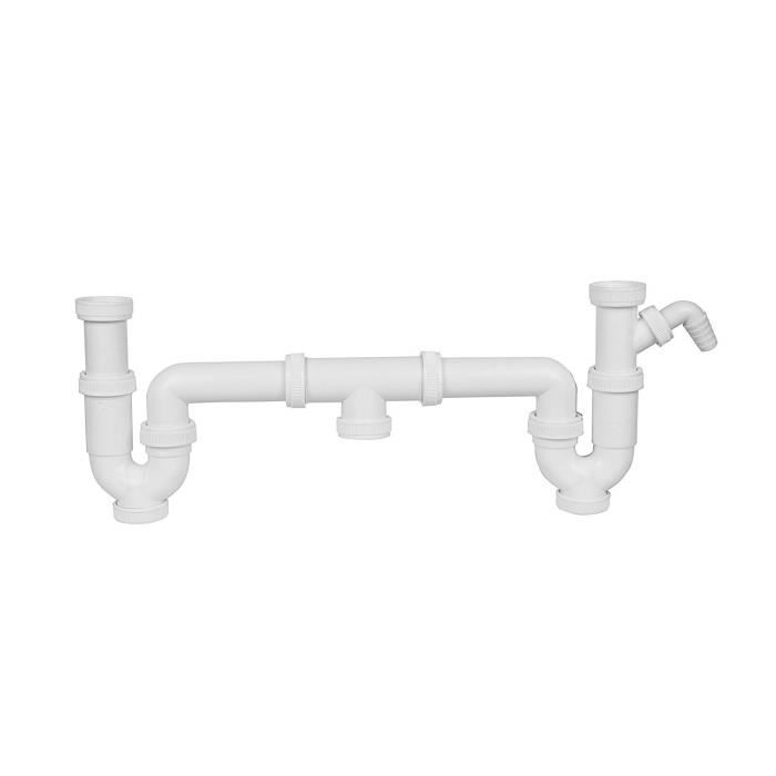 Aqualy® Double siphon de lavabo avec plug Cdiscount Bricolage