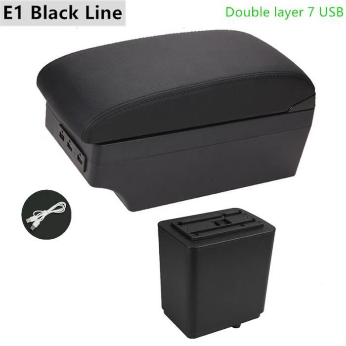 Ligne noire e1 - Boîte de rangement pour accoudoir de voiture, pour citroën Berlingo, accessoires LED USB, po