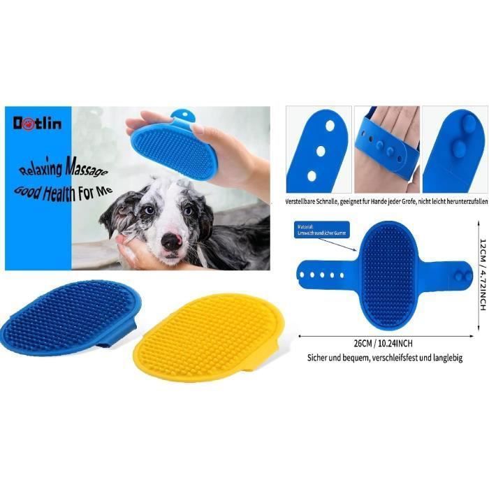 Brosse à Gants de Bain / Douche pour Chien et Chat 2 Pièces en Silicone Toilettage Brosse de Massage Réglable à Différentes Tailles