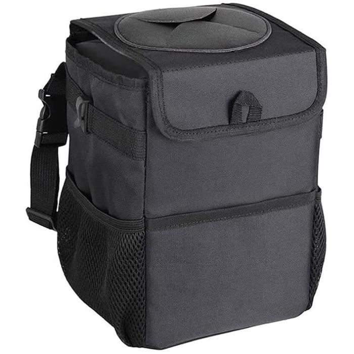 Mini Poubelle De Voiture Avec Couvercle Coulissant - Inclut 5 Rouleaux De Sacs (noir)