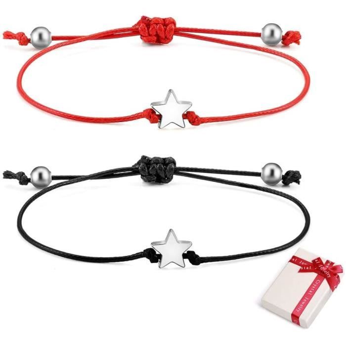 Conruich 3 pièces de bracelets d'amitié pentagramme en argent ensemble de bracelets pentagramme réglables bracelets en corde fine bijoux faits à la main pour le meilleur ami anniversaire cadeau noël 