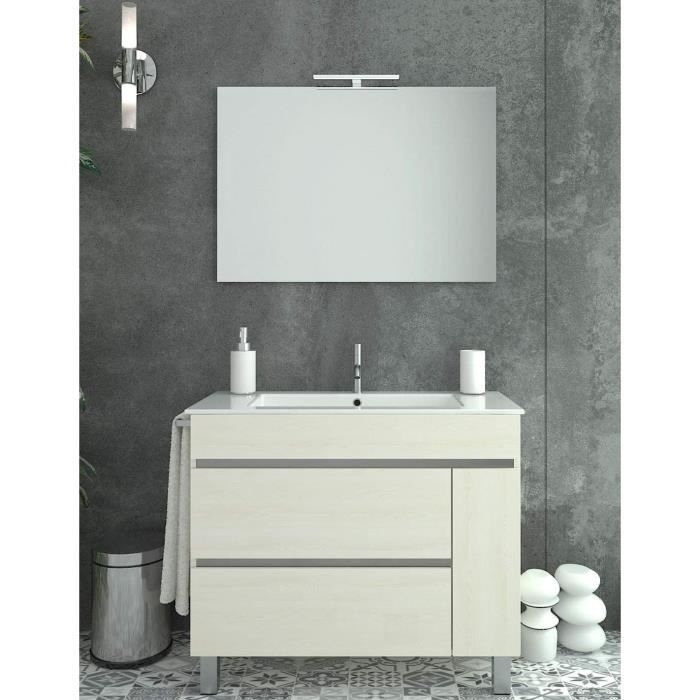 Meuble De Salle De Bain Fenrir 80cm Creme Avec Plan Vasque Et Miroir Avec Porte Serviettes En Cadeau Cdiscount Bricolage