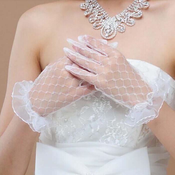 Rouge Gants de mariee courts en dentelle ivoire 1 paire Noir Rouge Blanc Accessoires de mariage Fete Cdiscount Pret a Porter