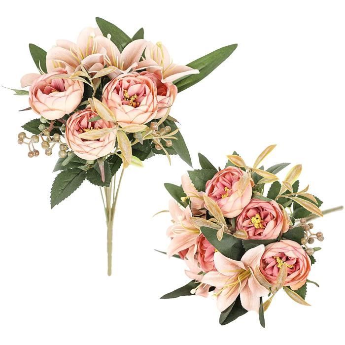Bouquet De Pivoines Artificielles Bouquet De Fleurs De Lys Bouquet De Fleurs Vintage Pour La Maisonle Bureaula Fetele Cimetiere 6 Cdiscount Jardin