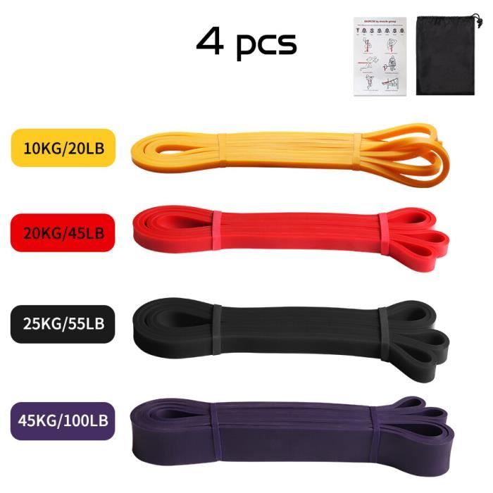 Bandes élastiques Fitness [Lot De 5] - 5 Niveaux Résistance - 60x5 Cm - Pour Yoga Pilates Muscu