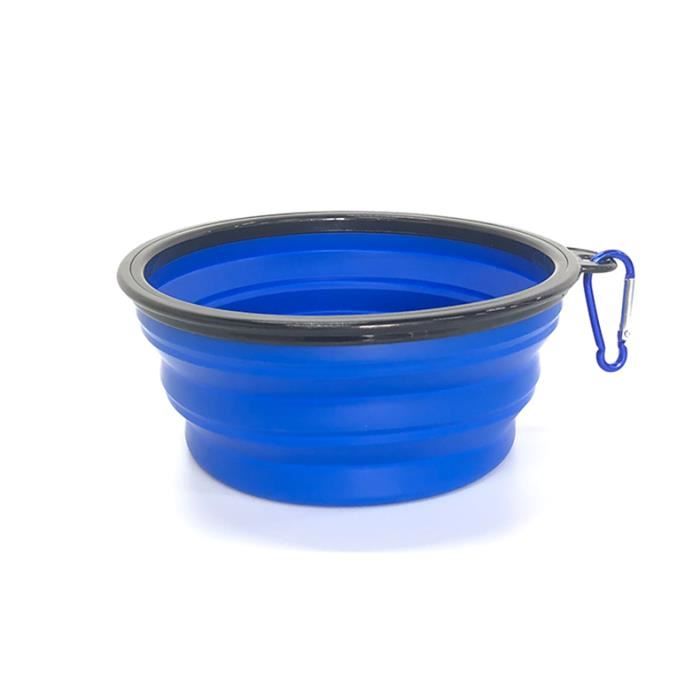 bleu 1000ml-Grand bol pliable pour chien, 350-1000ml, accessoires de voyage, pour chiot, nourriture sèche, ré