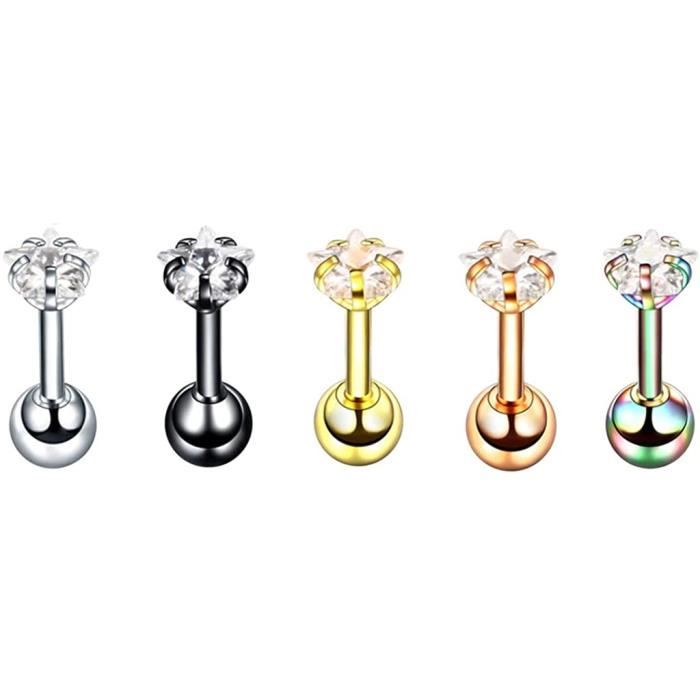 Barre De Piercing En Titane 14G (1,6 Mm) - Longueur 12 Mm, Boules 3 Mm - Pour Téton, Langue, Tragus, Nombril - Hypoallergénique