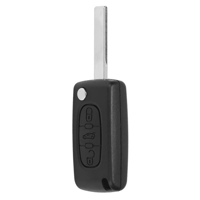 Qiilu cache à télécommande Coque de boîtier porte-clés à distance à 3 boutons pour Peugeot 107207307407408