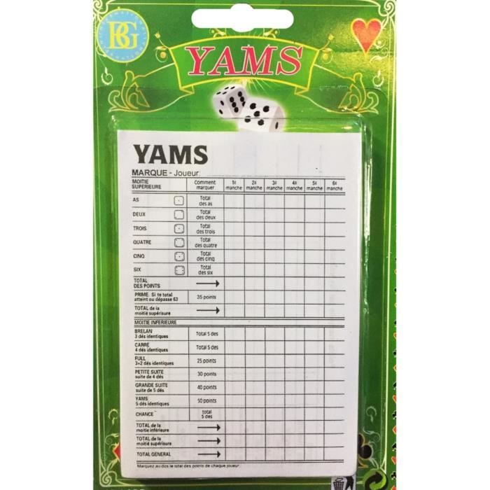 Jeux Yams A Imprimer JEU DE YAMS 100 FICHES JEU DE SOCIETEE - Cdiscount Jeux - Jouets