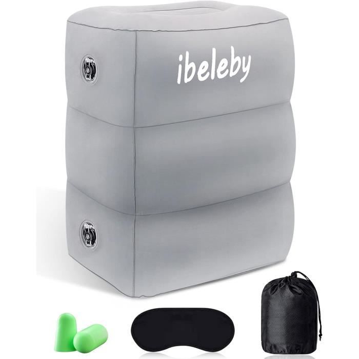 Support Pieds Bureau Repose-Pieds Gonflable Wisebom 3 Hauteurs - Pour Voyage, Bureau, Maison - 43x42x30cm - Sac Inclus Accessoire Confort Transport