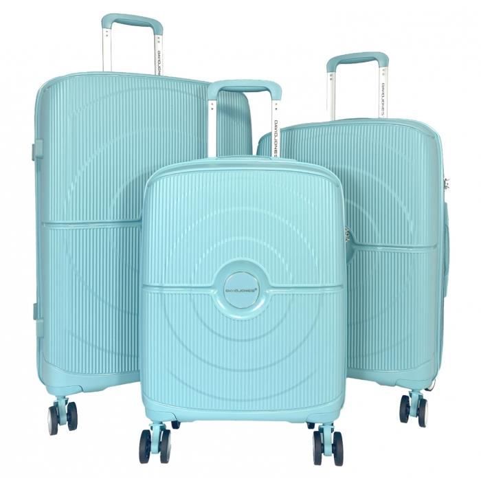 set de 3 valises 55cm-65cm-75cm synthétique bleu turquoise - ba80023 -