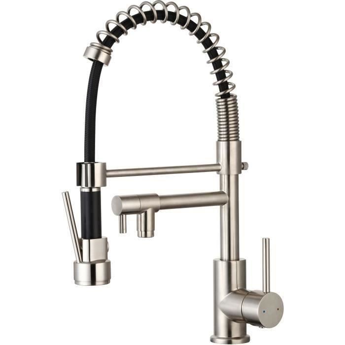Essebagno Pro Mitigeur Evier A Douchette On Off Chrome Facon Inox