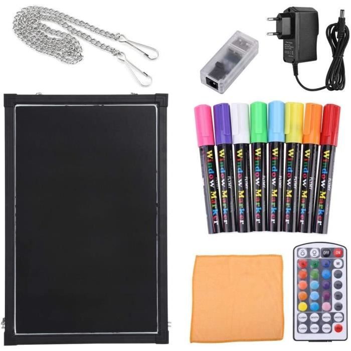 Tableau Lumineux Message LED – Acrylique 35x25 Cm, 7 Couleurs, 4 Modes – Avec Stylos Effaçables, Support Et Chaîne