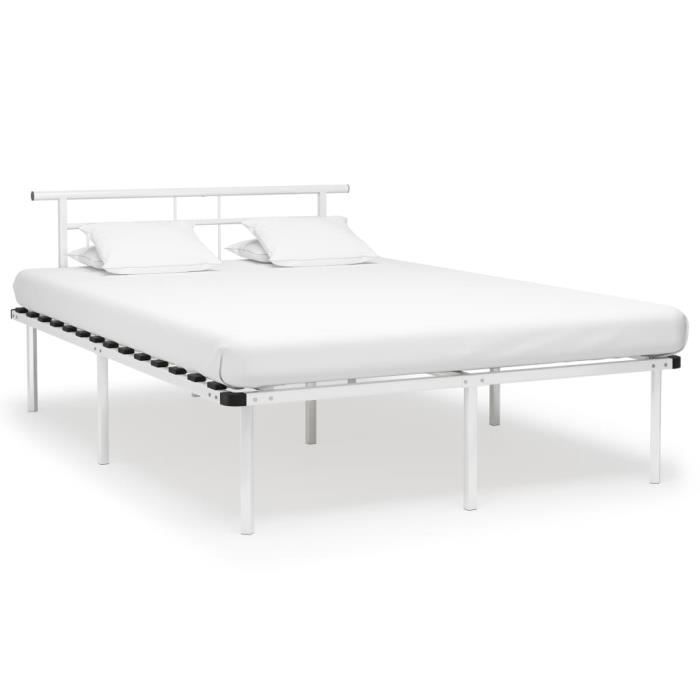 famirosa cadre de lit blanc métal 160x200 cm-833