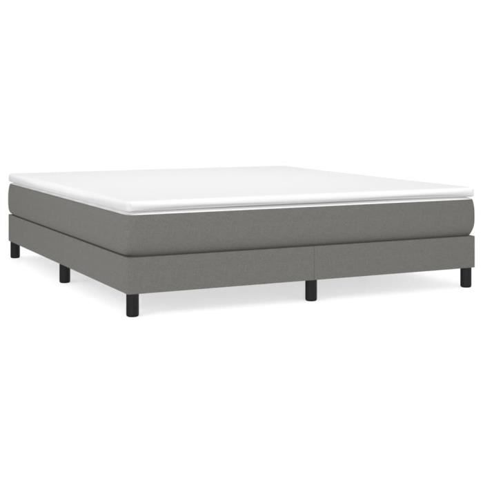 Sommier à ressorts de lit Gris foncé 160x200 cm Tissu - GAROSA - Tapissier - Pieds de lit inclus