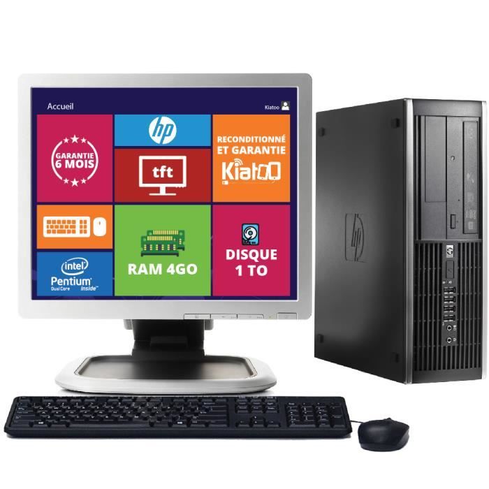 ordinateur de bureau hp elite 6000 celeron dual core 4go ram 1to disque dur pc reconditionné avec écran 19 pouces w7 - Hewlett packard