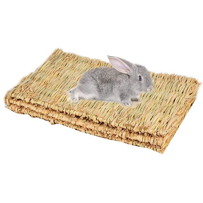Meilleurs prix pour 3 Pièces Tissées à la Main Tapis d'herbe pour Lapins, Jouets à Mâcher Naturels Comestibles pour Petits Animaux