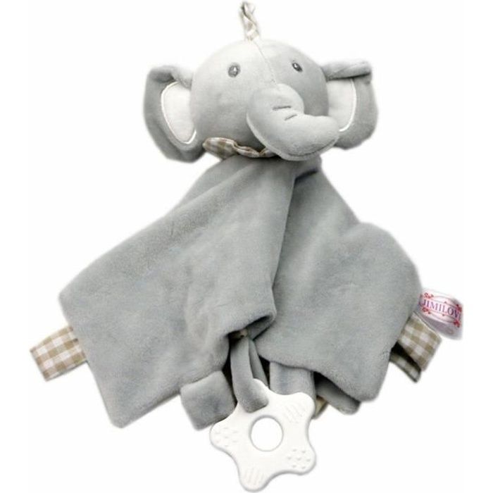 Sécurité bébé Couverture en peluche éléphant Confort jouet pour bébé animal doudou Jouet avec Teether bébé