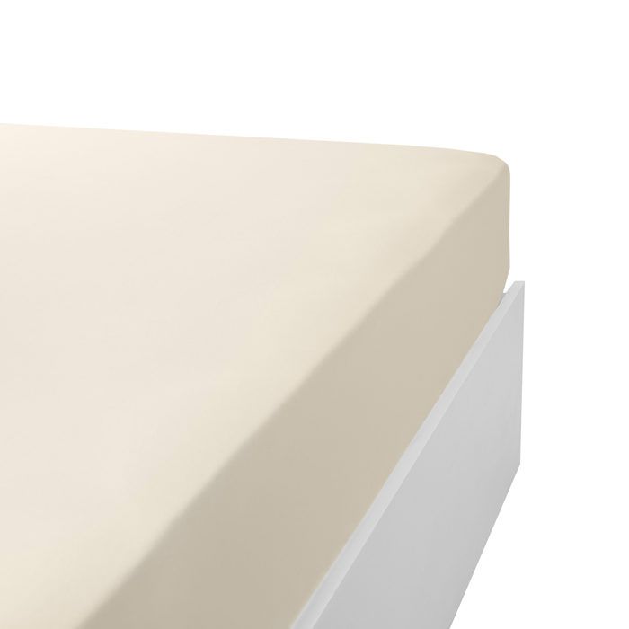 Drap housse coton 120 fils jersey extensible DOUCEUR Ivoire B 80 x L 200 cm