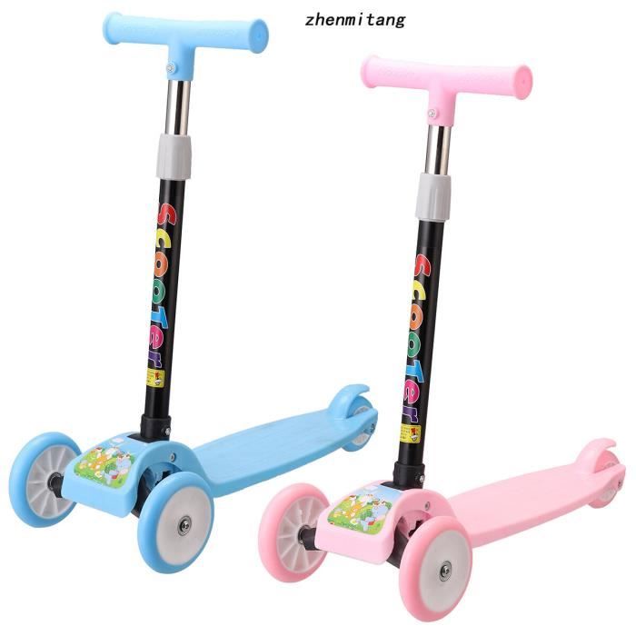 Amdohai Trottinette Pliable pour Enfants Trottinette à 3 Roues avec Roues Lumineuses Trottinette à Propulsion pour Tout-Petits 3-8 Ans avec Hauteur Ajustable Trottinette Légère