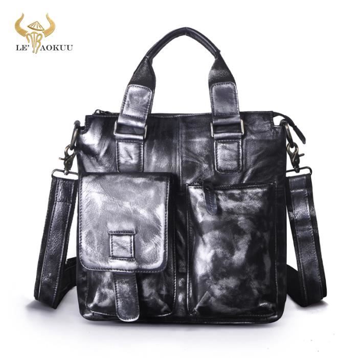 Mallette de voyage ?�paisse en cuir v?�ritable pour homme, mallette d'affaires pour ordinateur 