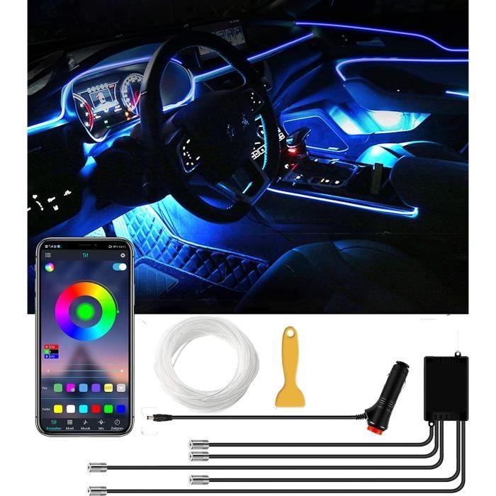 Acheter 6M RGB LED voiture atmosphère lampe intérieur lumière ambiante  bande téléphone APP contrôle