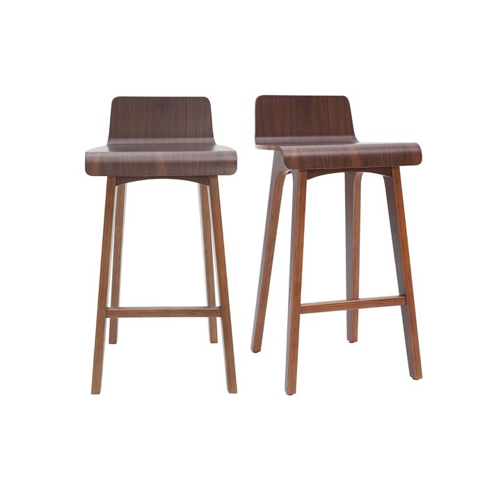 Miliboo - Tabourets de bar scandinaves noyer H65 cm (lot de 2) BALTIK