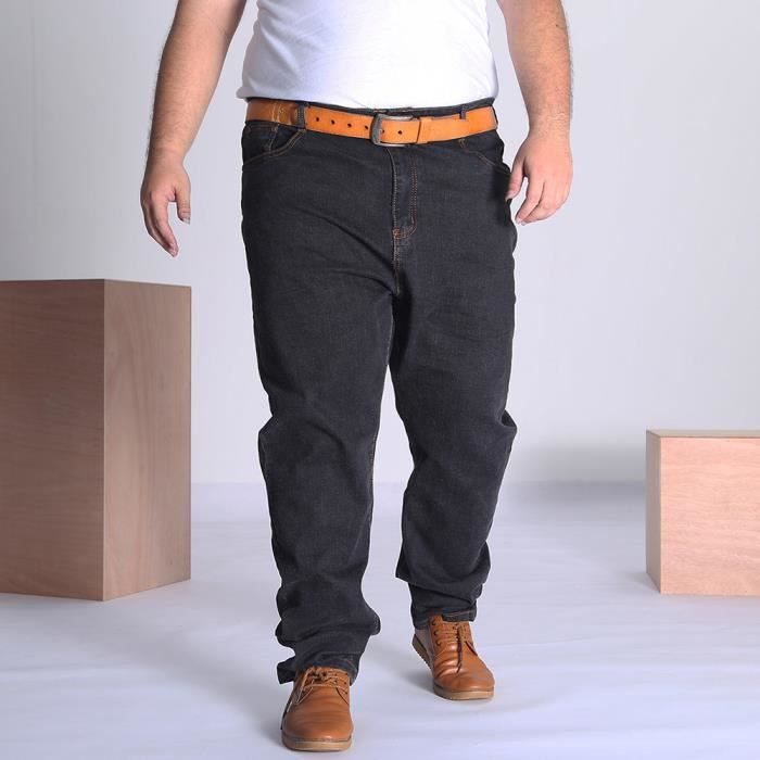 Pantalon Stretch en jeans grande taille Homme Pantalon en Jeans Casual Style Cotton taille moyenne Coupe Droit