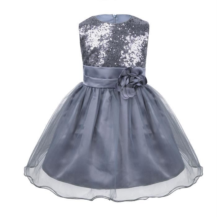 Robe De Ceremonie Fille Sans Manches Paillettes Danse Soiree Fete Princesse Anniversaire Mariage Pour 3 24 Mois Gris Achat Vente Robe De Ceremonie Bientot Le Black Friday Cdiscount