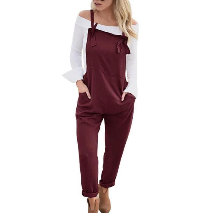 Tomwell Femme Salopette /Ét/é Jumpsuit Combinaisons avec Poches Bodysuit Loose Casual Large Ample Harem Sarouel Pantalon