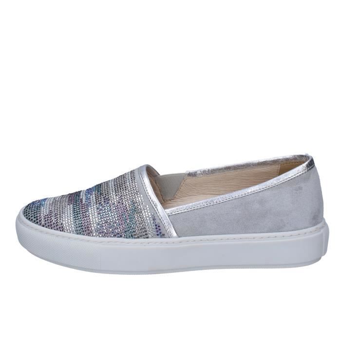 Mocassin Femme JANET SPORT Daim Gris Gris - Cdiscount