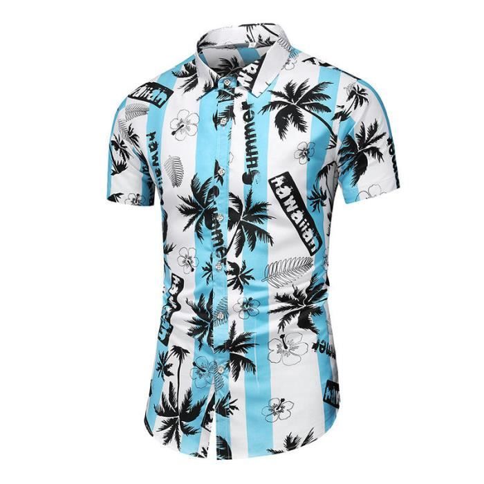 Chemise homme XL boutonnée à manches courtes en soie Ocean Pacific - France