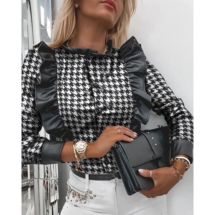 Blouse pied de poule femme clearance