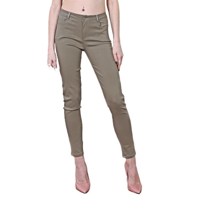 Jean femme slim fit kaki Jean femme taille haute coton lycra