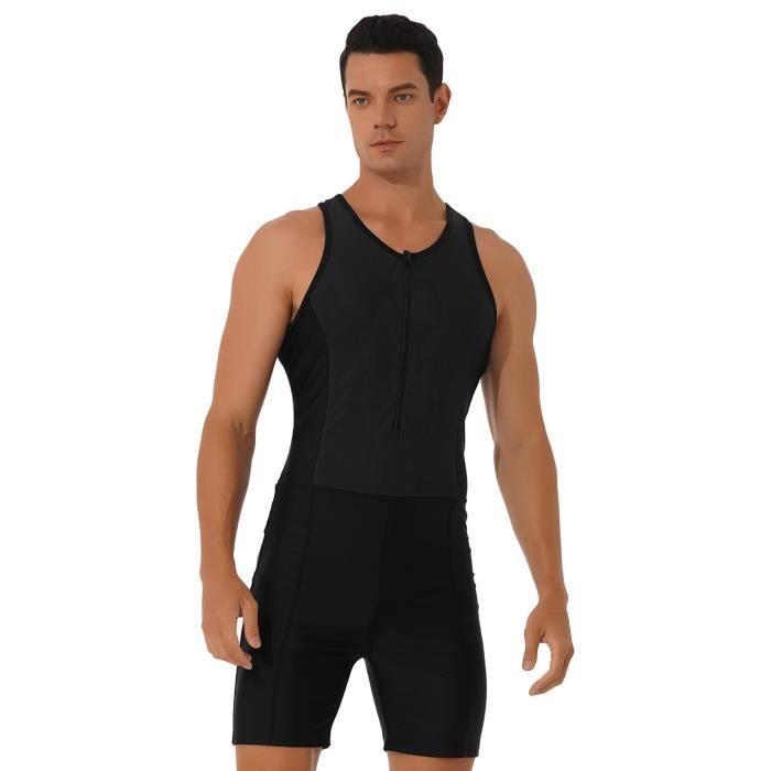 iixpin Homme Maillot de Bain 1 Pièce Combishort de Natation Surf Plongée Combinaison de Bain Sport M-3XL Noir