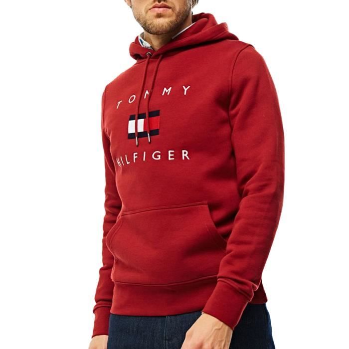 Sweat bordeaux Homme Tommy Hilfiger Flag Red Cdiscount Pret a Porter
