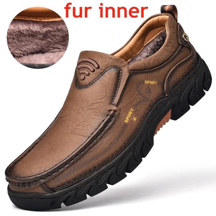 Baskets plates en cuir véritable pour hommes, chaussures de conduite décontractées, de loisirs