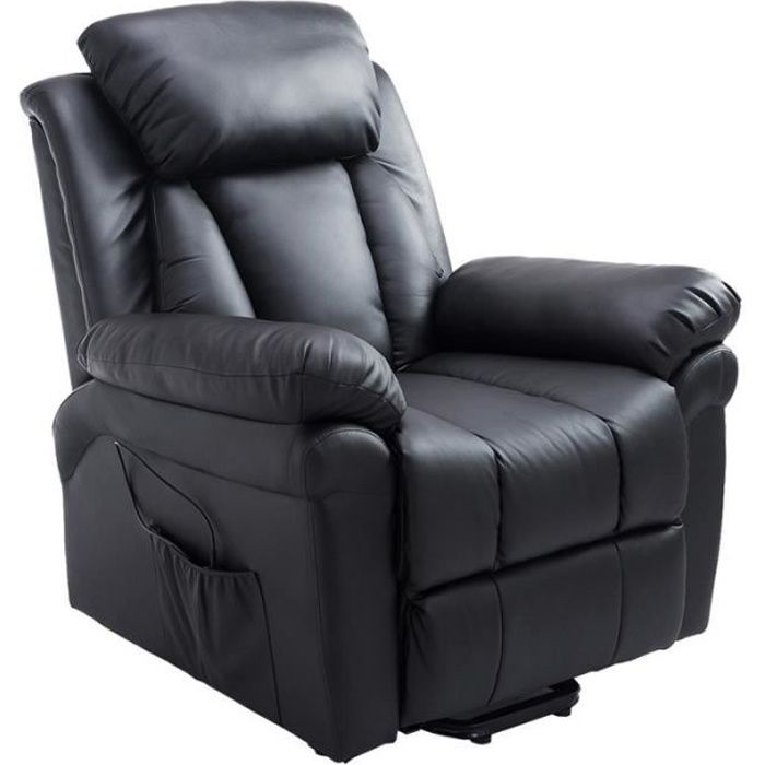 fauteuil de relaxation releveur boston avec repose-pieds noir
