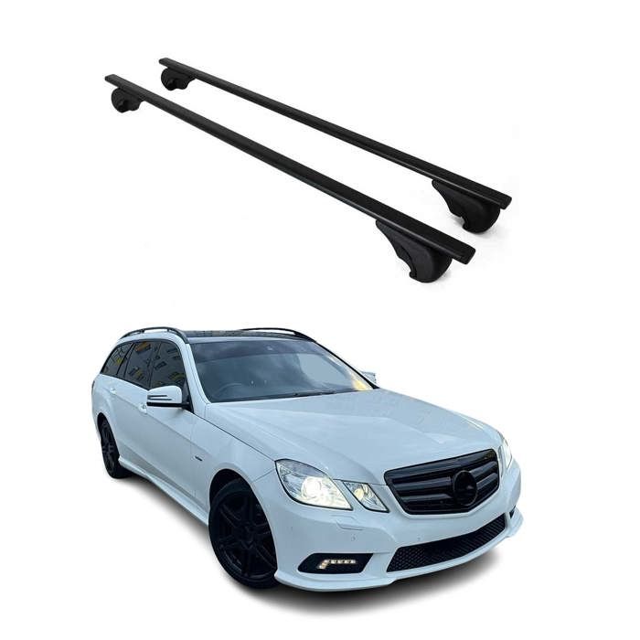 Barres de toit transversales pour Mercedes C Classe S203 2001-2007 Alu Noir 2x